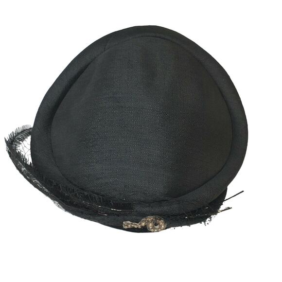 Vtg Juliette Cap DuBarry French Adaptations Ladies Black Hat Paris & New York - Picture 2 of 8